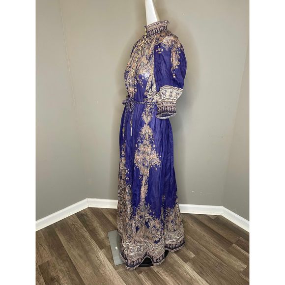 Zimmermann Blue and Gold Maxi Dress - Picture 9 of 11